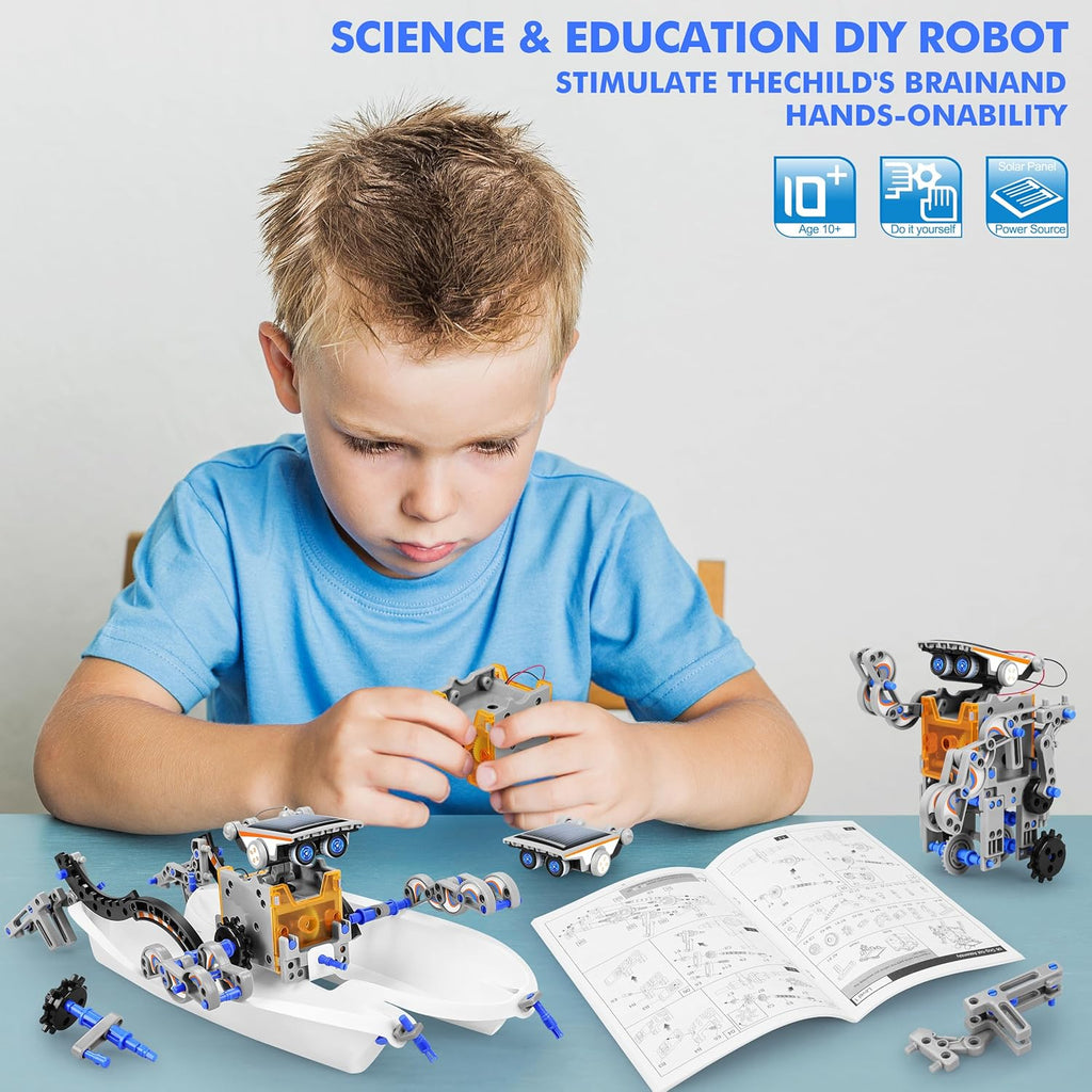 STEM 13-In-1 Education Solar Power Robots Toys for Boys Age 8-12, DIY Educational Toy Science Kits for Kids, Building Experiment Robotics Set Birthday Gifts for 8 9 10 11 12 Years Old Boys Girls Teens
