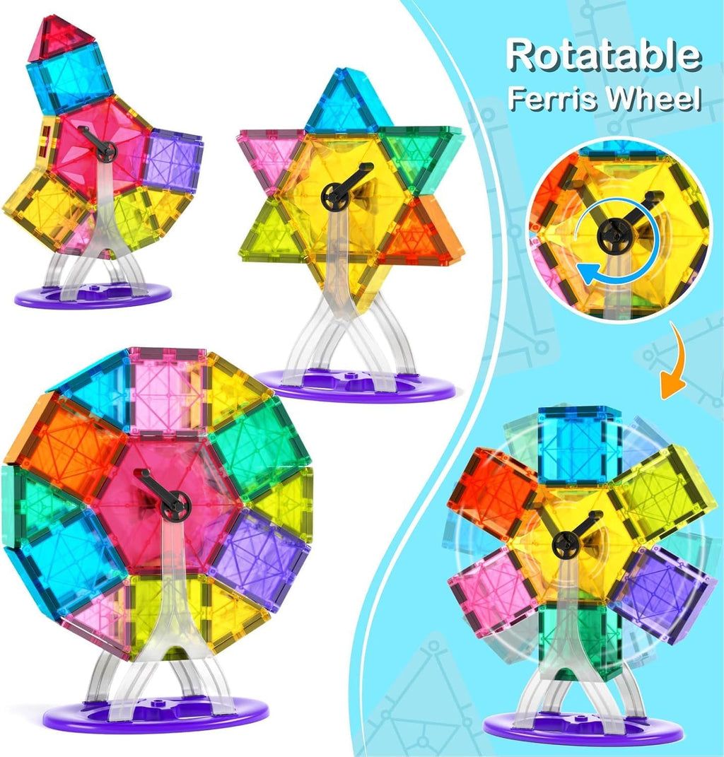 Magnetic Tiles Building Blocks Set for Boys Girls Preschool Educational Magnet Construction Kit Stacking STEM Toys Christmas Birthday Gifts for Kids Toddlers 3 4 5 6 7 8 9 10 + Year Old