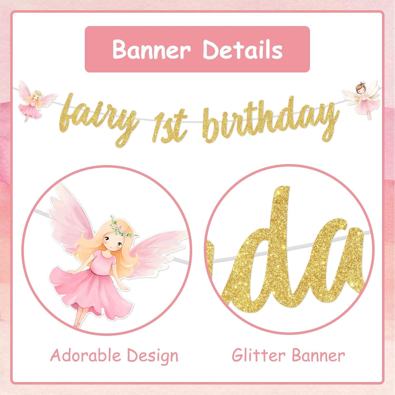 First Birthday Decorations Girl Fairy - 1St Birthday Banner, Monthly Photo Banner for Floral Fairy 1St Party Decorations, One Year Old Decorations for Baby Girl