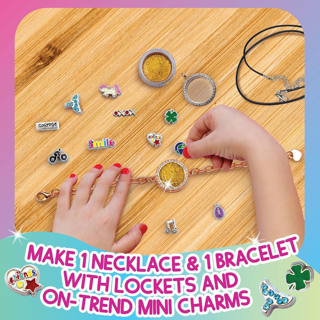 Charmwow Jewelry Making Kit for Girls 8-12 - 9 Year Old Girl Gifts Idea, Birthday Gifts for Girls & Tweens - Necklace & Bracelet Set with Lockets & Mini Charms