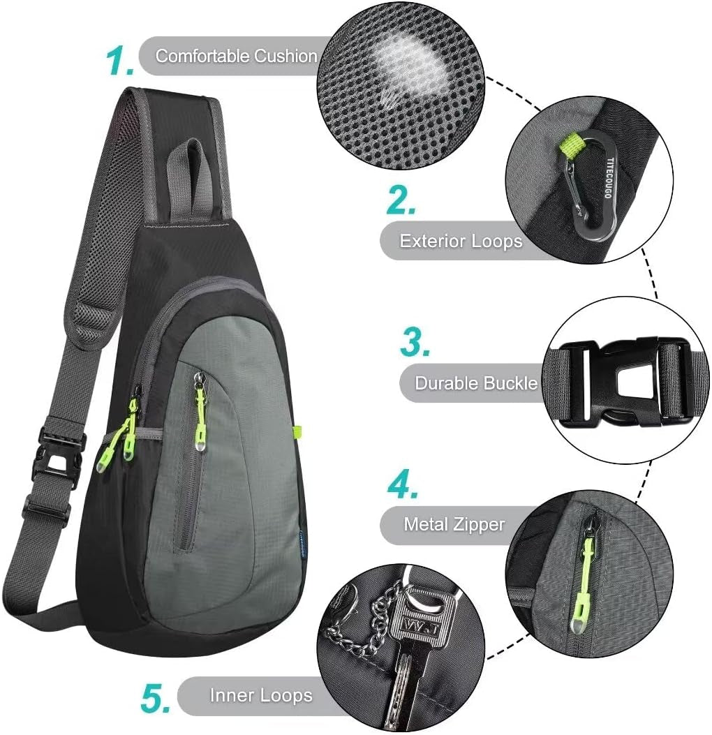 Small Sling Bag, Lightweight Crossbody Backpack for Men Women, Shoulder Bag for Sports and Outdoor