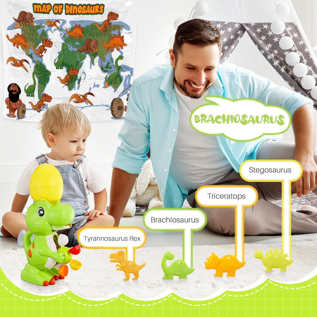 EKUEASYKU Dinosaur Bath Toys for Kids Ages 1-3 2-4 4-8 Toddler Bath Toys Whirling Waterfall Water Toys Fishing Games Bathtub Bath Time Tub Toys Girls Boys Color Movement Learning