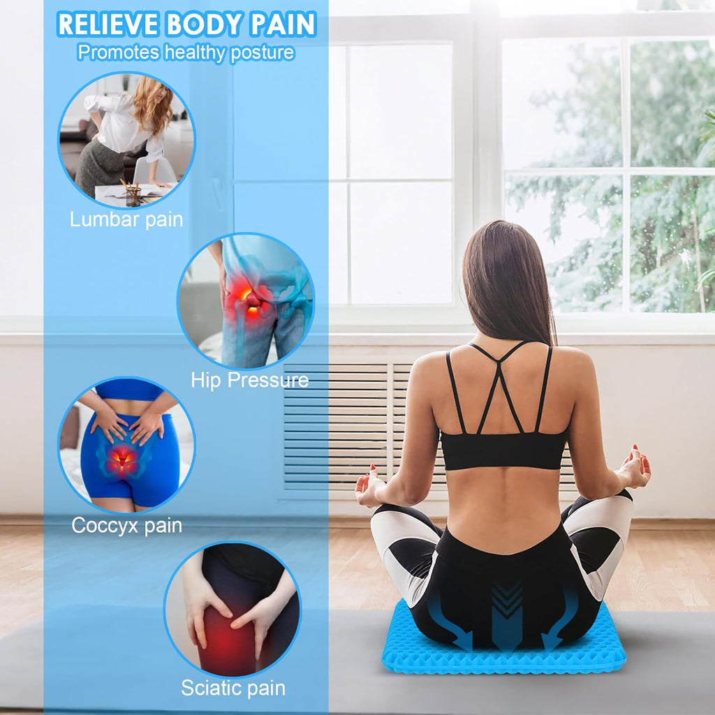 Gel Soft Sitter Cushion, Honeycomb Design Seat Cushions with Cloth Cover, Relieving Back Coccyx Pain Pressure, Ergonomic Design for Seat Pads(42Cm)
