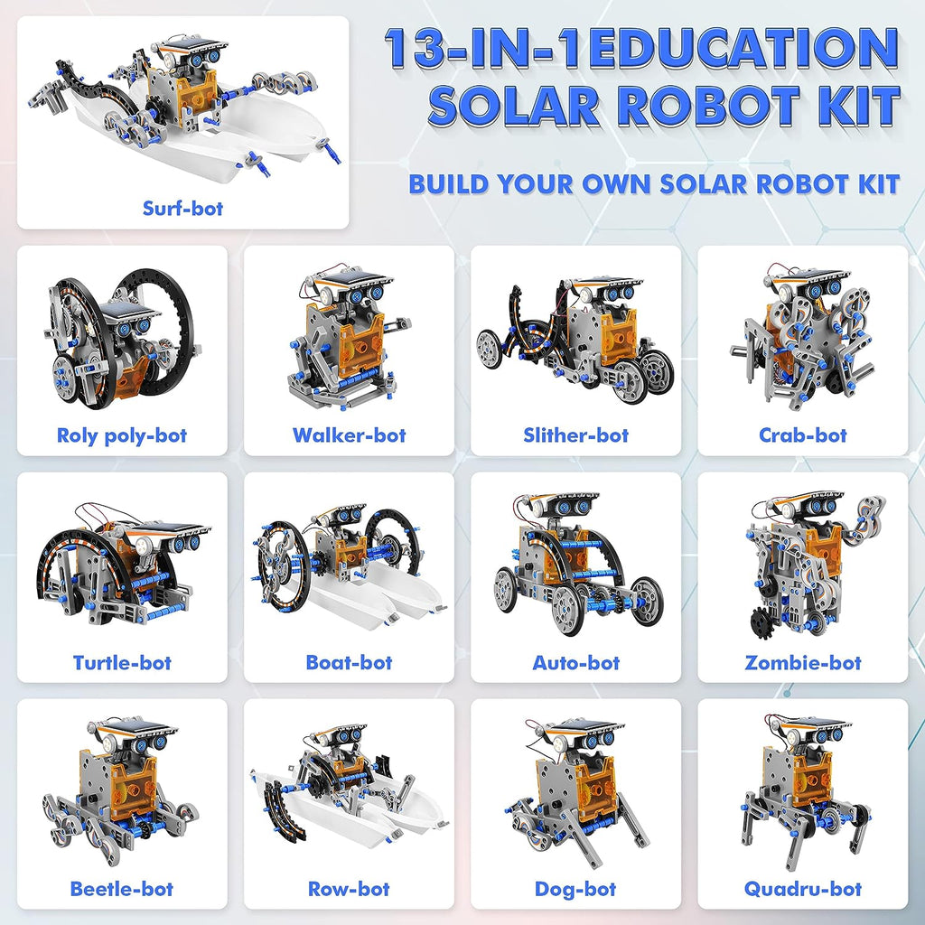 STEM 13-In-1 Education Solar Power Robots Toys for Boys Age 8-12, DIY Educational Toy Science Kits for Kids, Building Experiment Robotics Set Birthday Gifts for 8 9 10 11 12 Years Old Boys Girls Teens
