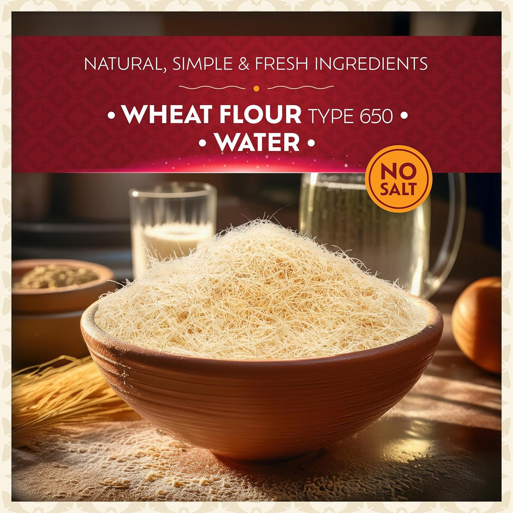 Dried & Chopped Kataifi Shredded Fillo Dough, Kurutulmus Kadayif Pastry Dough, Ingredient for the Viral Dubai Pistachio Chocolate Bar, Shredded Phyllo Dough, Kunafa Dough, 500G