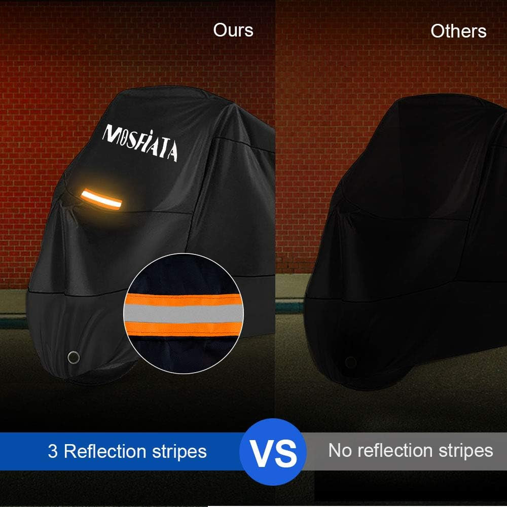 Waterproof Motorcycle Cover,Motorbike Cover 210D Thickned Oxford Cloth with Lock Holes,Motorbike Cover Waterproof for Honda, Yamaha, Suzuki, Kawasaki 96.46 X 41.34 X 49.21 Inch 2XL