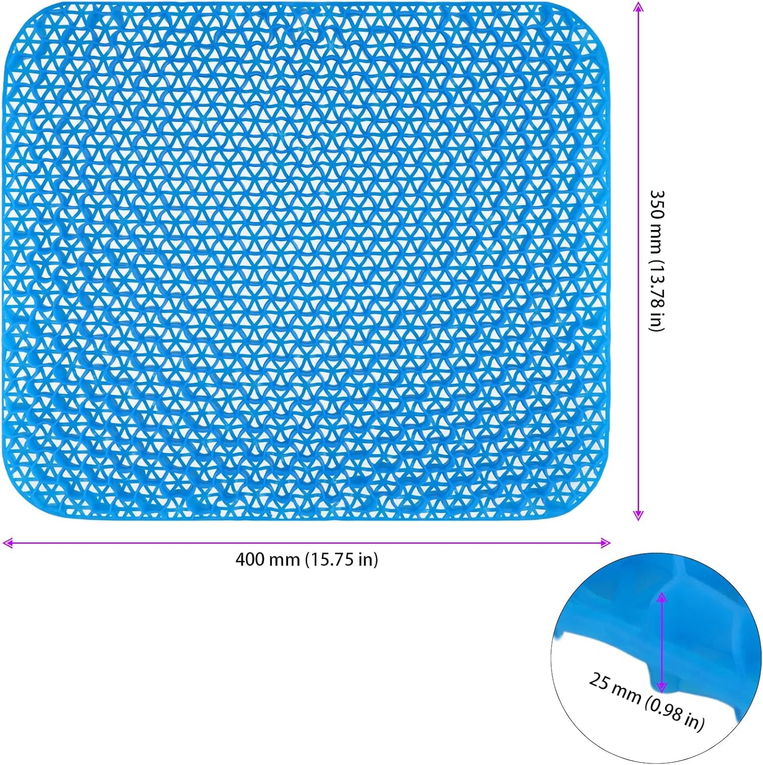 2 PCS 40 X 35 X 2.5Cm Soft Sitter Gel Seat Cushion, Double Thick Breathable Honeycomb Cushion with Non-Slip Cover, Purple and Blue Gel Cushion for Office Chair Desk, Car, Wheelchair, Road Trips