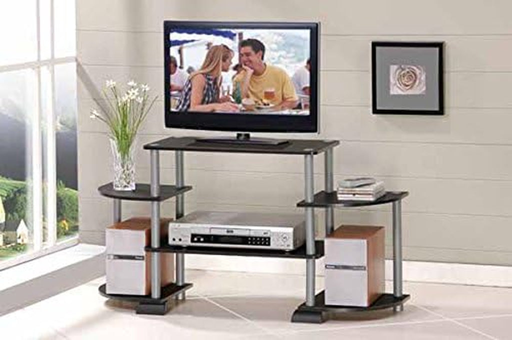 Turn-N-Tube Rounded Corner TV Entertainment Center, Black/Grey