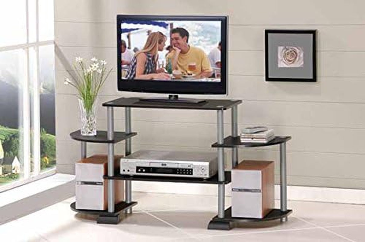 Turn-N-Tube Rounded Corner TV Entertainment Center, Black/Grey