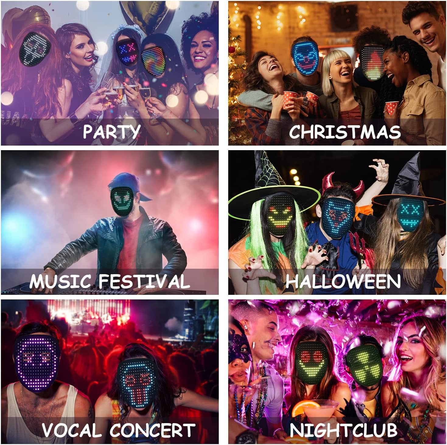 Led Mask with Gesture Sensing,Unisex LED Lighted Face Transforming Mask for Costume Cosplay Party Masquerade