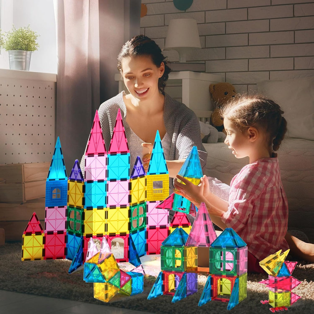 Magnetic Tiles Kids Magnetic Blocks Building Sets 3D Magnet Tile Building Blocks Toy Construction Educational STEM Toys Gifts for Toddlers Boys Girls 3 4 5 6 7 8 9 10 + Year Old