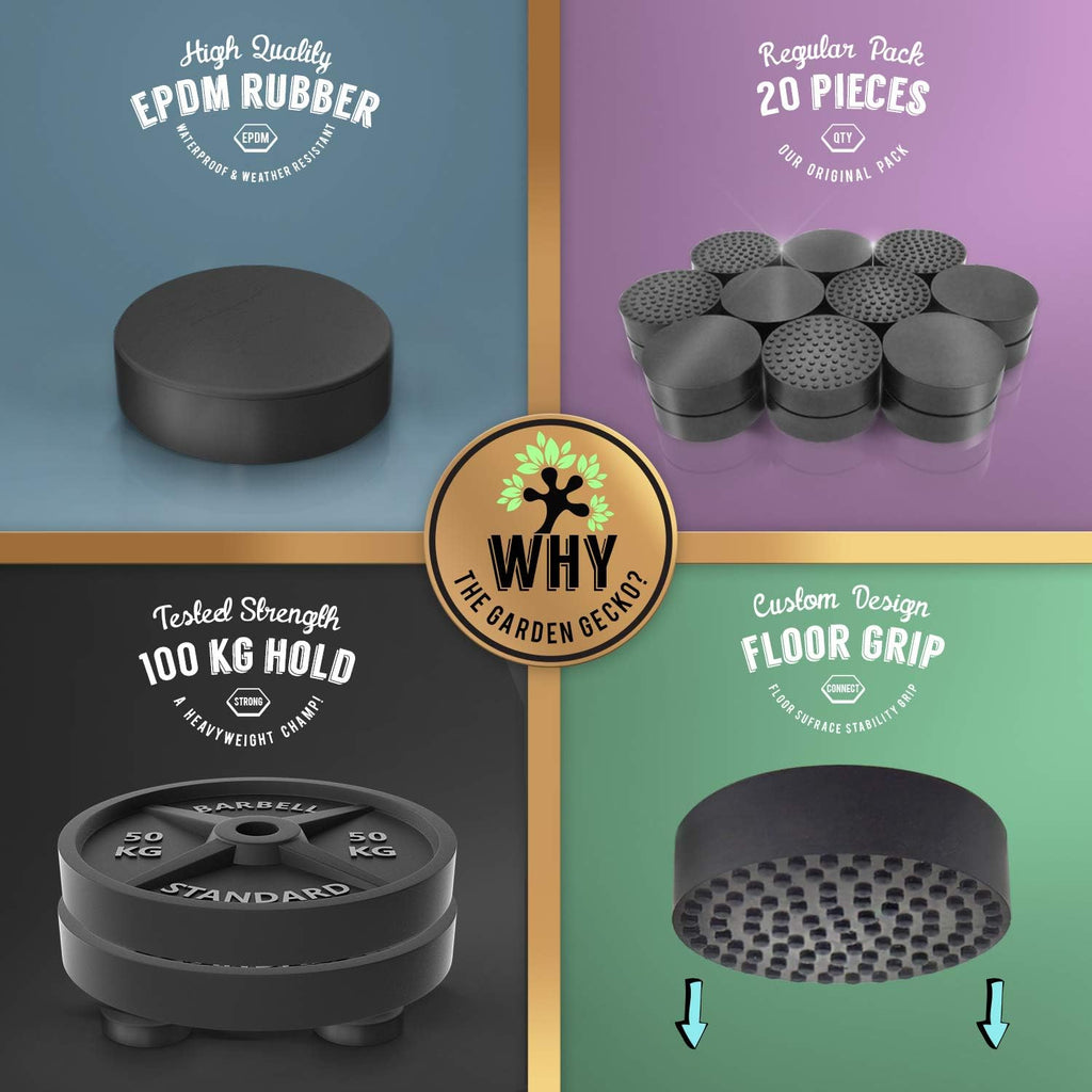 Invisible Pot Feet for Outdoor Plant Pots and Flowers Solid Rubber Pot Risers with Enhanced Non-Slip Surface Grip | 20 Pack.