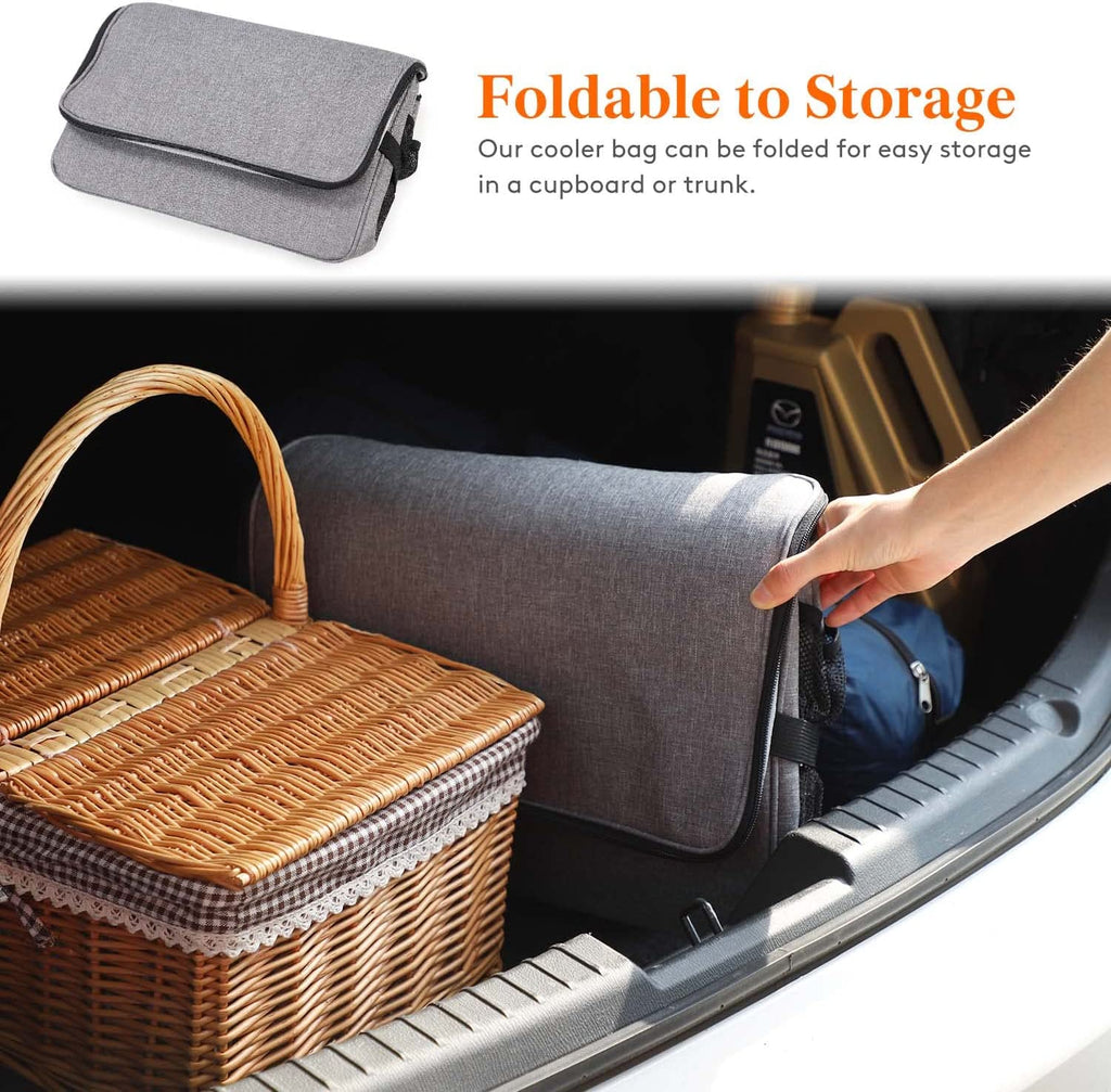 Soft Cooler Bag with Hard Liner, Large Insulated Picnic Lunch Bag Box Soft-Sided Cooling Bag for Camping/Bbq/Family Outdoor Activities