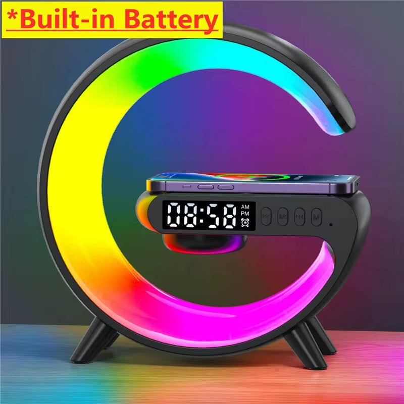 Wireless Charger Pad Stand Lautsprecher Tf-Karte RGB Nachtlicht Lampe Wecker Schnell Ladestation Dock Für Iphone Samsung Xiaomi