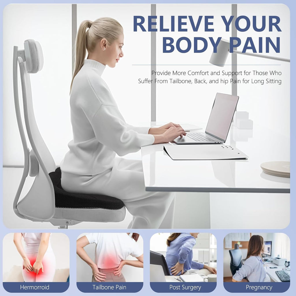 Gel Seat Cushion, Thicken Big Office Chair Cushion Chair Seat Pads for Long Sitting, Sciatica Hip Pain Relief, Egg Seat Cushion for Wheelchair Car Office Home Travel Outdoor