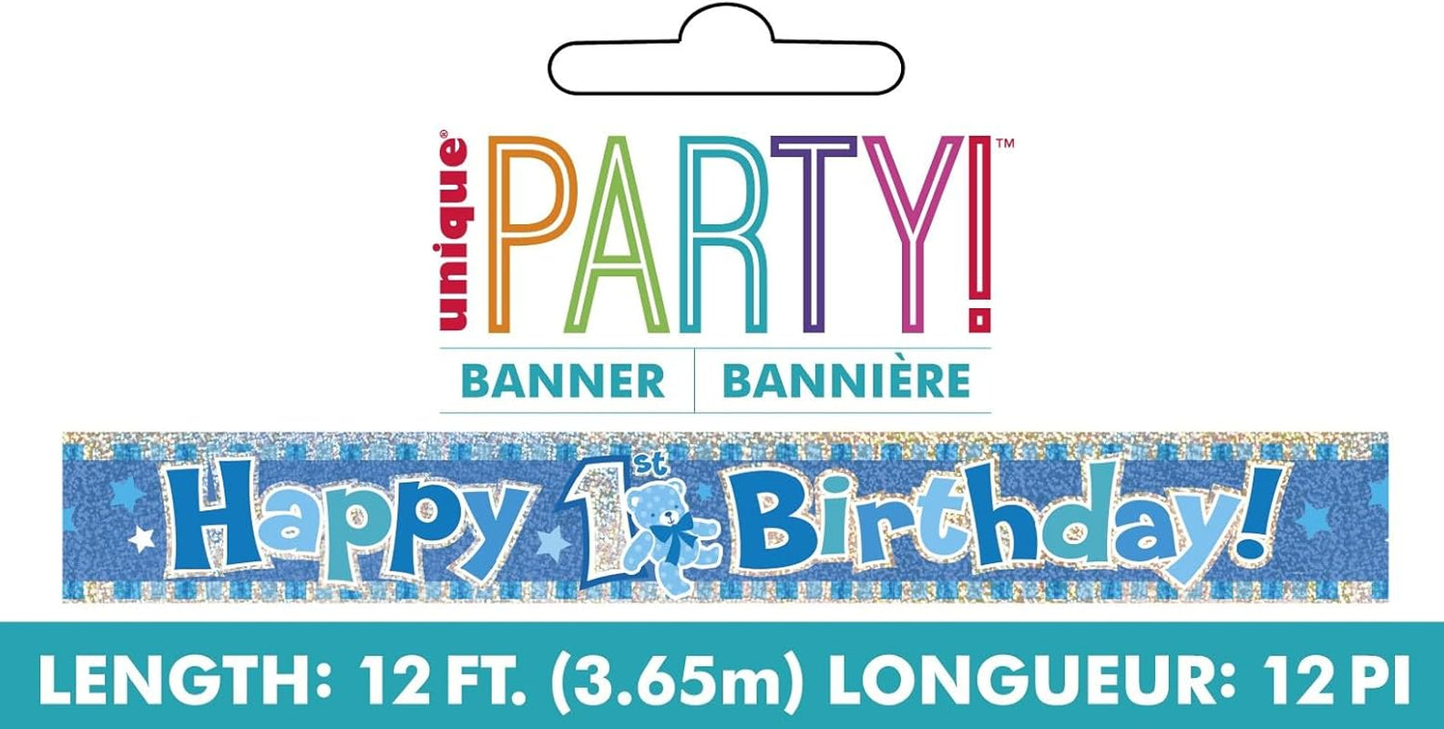 Happy 1St Birthday Blue Prism Banner (3.6 Meter Long) 1 Piece - Perfect for First Birthday Party Decorations