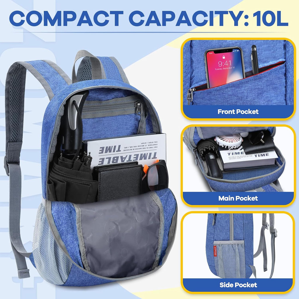 Ultra Lightweight Packable Backpack 10L, Small Daypack Light Foldable Backpacks Water Resistant Day Bag for Hiking(Dark Blue)