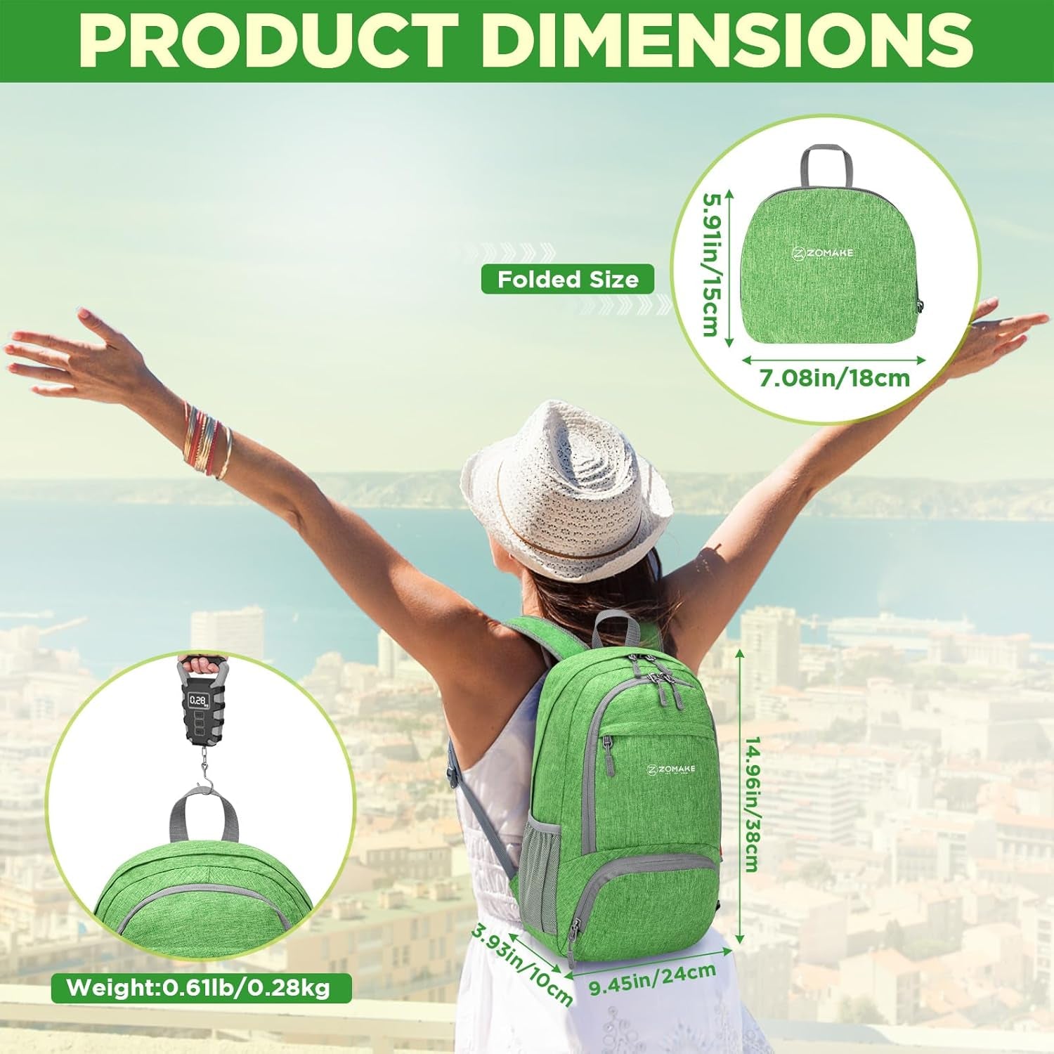 20L Lightweight Packable Hiking Backpack - Small Travel Hiking Daypack - Tear Resistant Foldable Day Pack for Camping