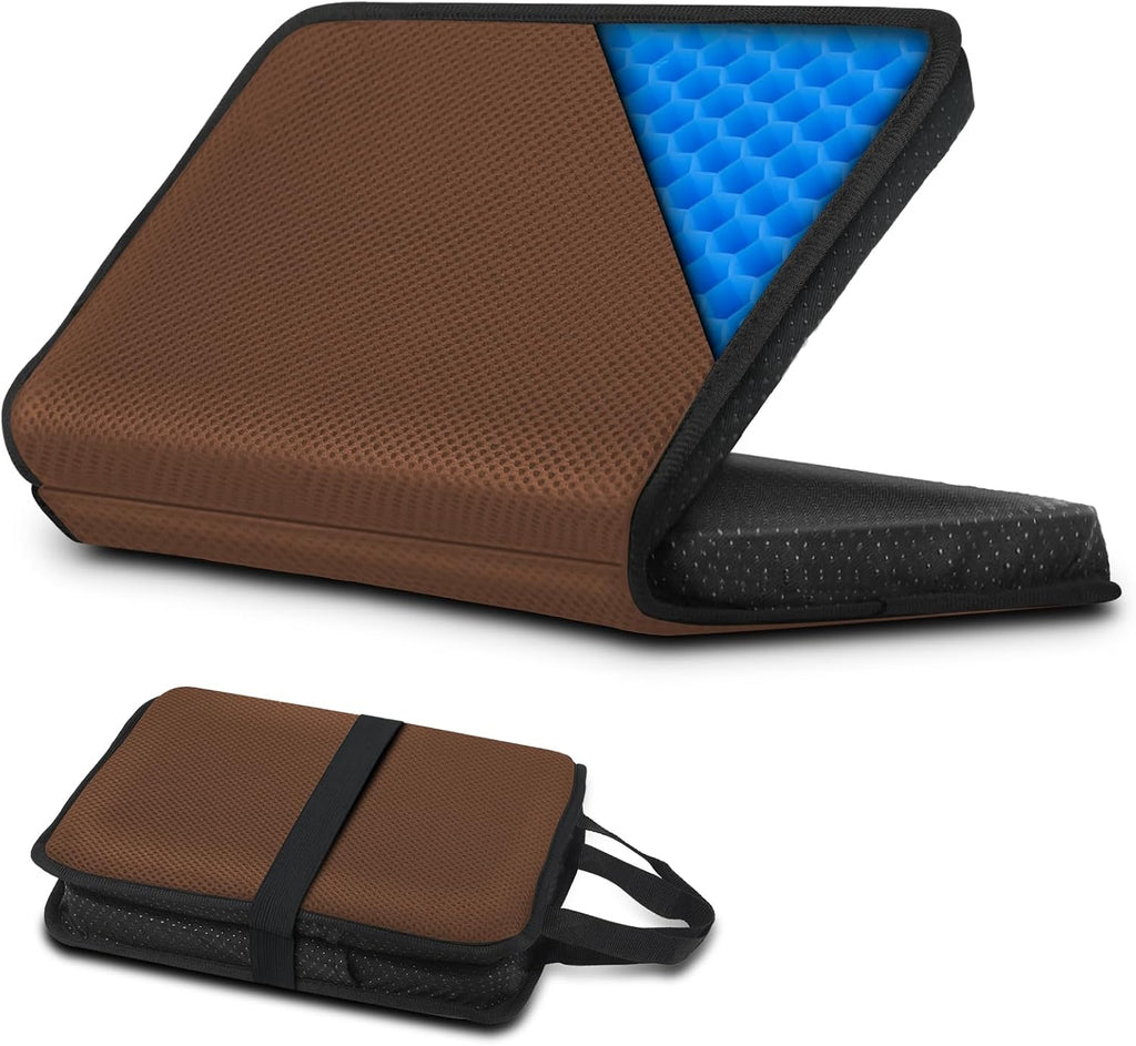 Gel Seat Cushion Portable Massage Travel Cushions, 16.5" X 12" Thick Foldable Seat Cushion for Car Office Chair Wheelchair Hip, Coccyx, Sciatica, Pressure Sores