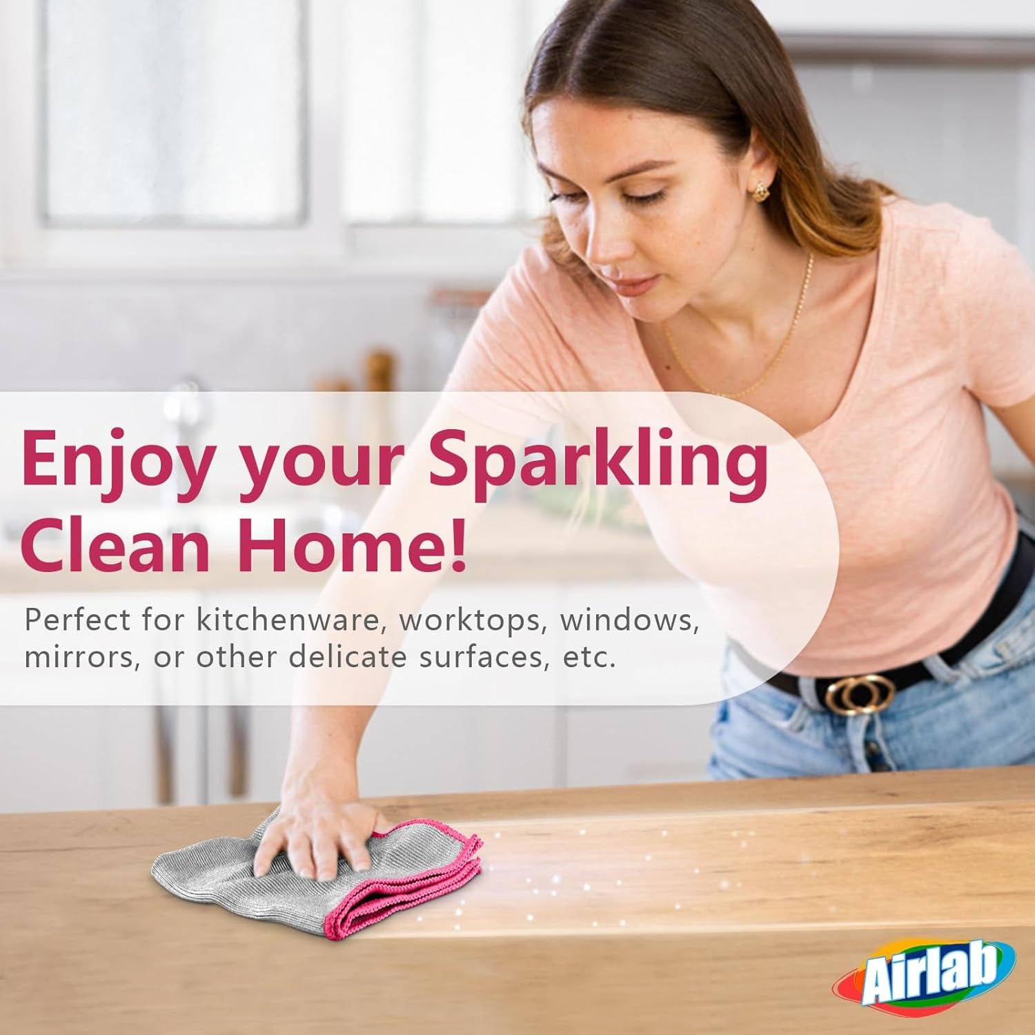 6X Double-Sided Glass Cloth, Window Cleaning Cloths Streak Free, Thickened Magic Cleaning Cloth for Home All Purpose, Lint Free Polishing Cloth for Mirrors, Stainless Steel and Glass Cabinets
