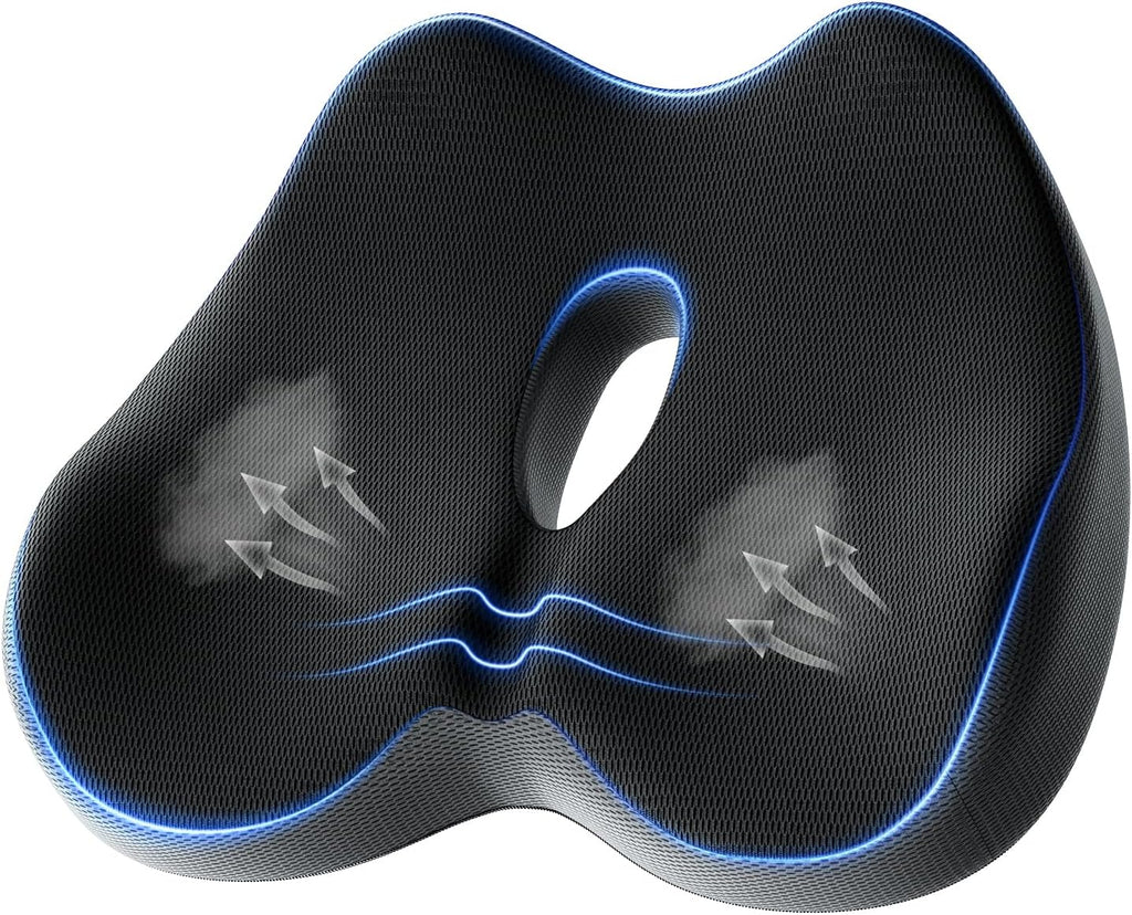 Seat Cushion for Office Chair, Donut Cushion for Hemorrhoids, Ergonomic Coccyx Cushion for Sciatica & Tailbone Pain Relief, Donut Pillow - Black&Grey