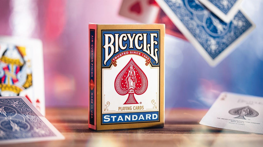 ® Gold Standard Playing Cards - 1 Deck of Cards, (Colour Will Vary Red or Blue), Air Cushion Finish, Iconic International Rider Back Design, Standard Index