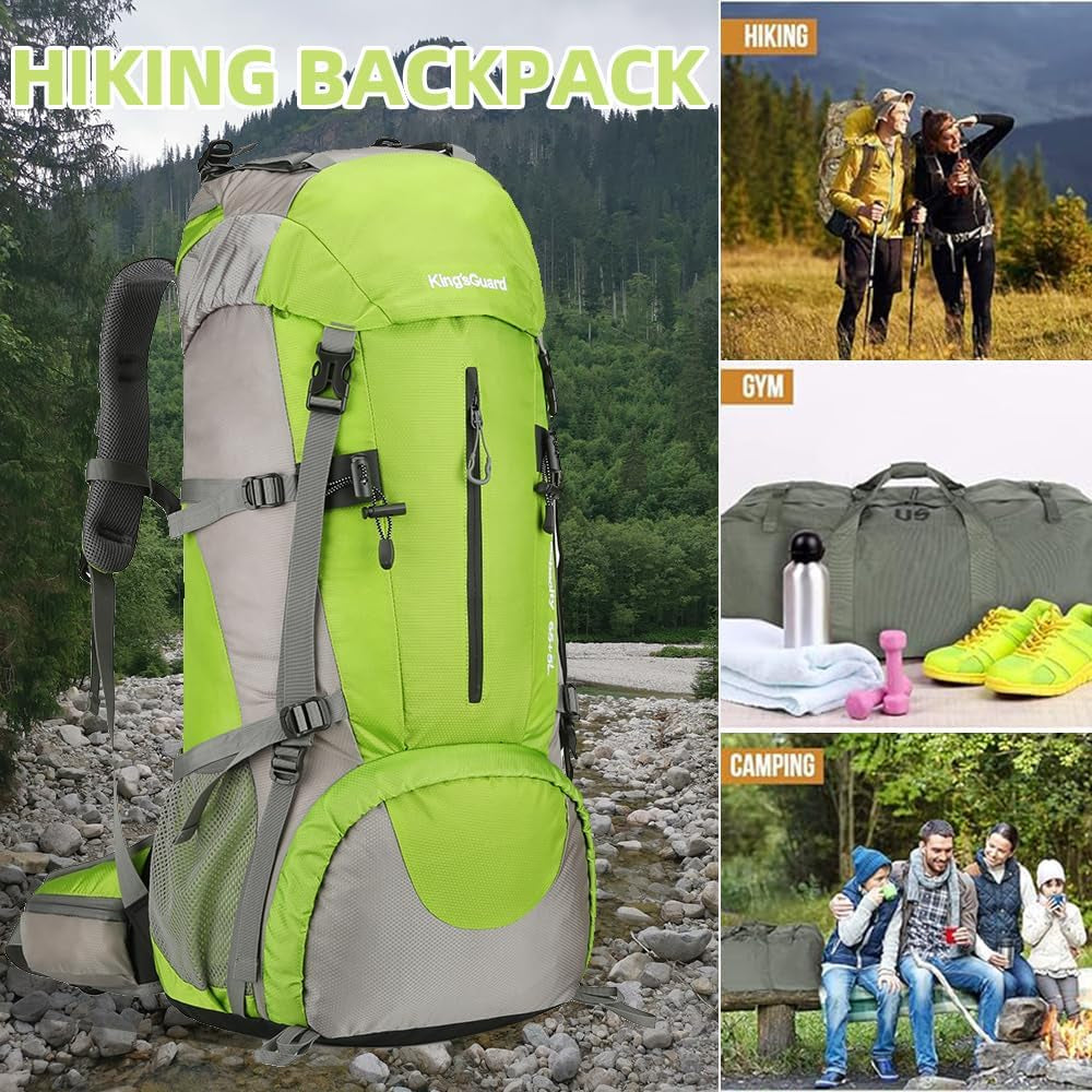 70L Hiking Backpack with Rain Cover Lightweight Travel Backpack Waterproof Camping Backpack