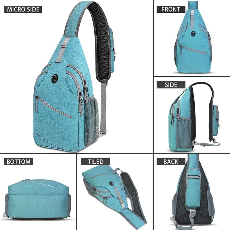 Crossbody Backpack for Women, Sling Backpack Women, Casual Daypack Chest Backpacks with Earphone Hole, Lightweight Travel Back Pack Hiking Single One Strap Travel Gifts for Men Women