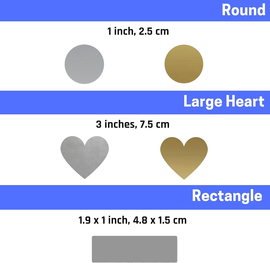 Pack of 50, Heart Scratch off Sticker - 8 X 7Cm, Gold