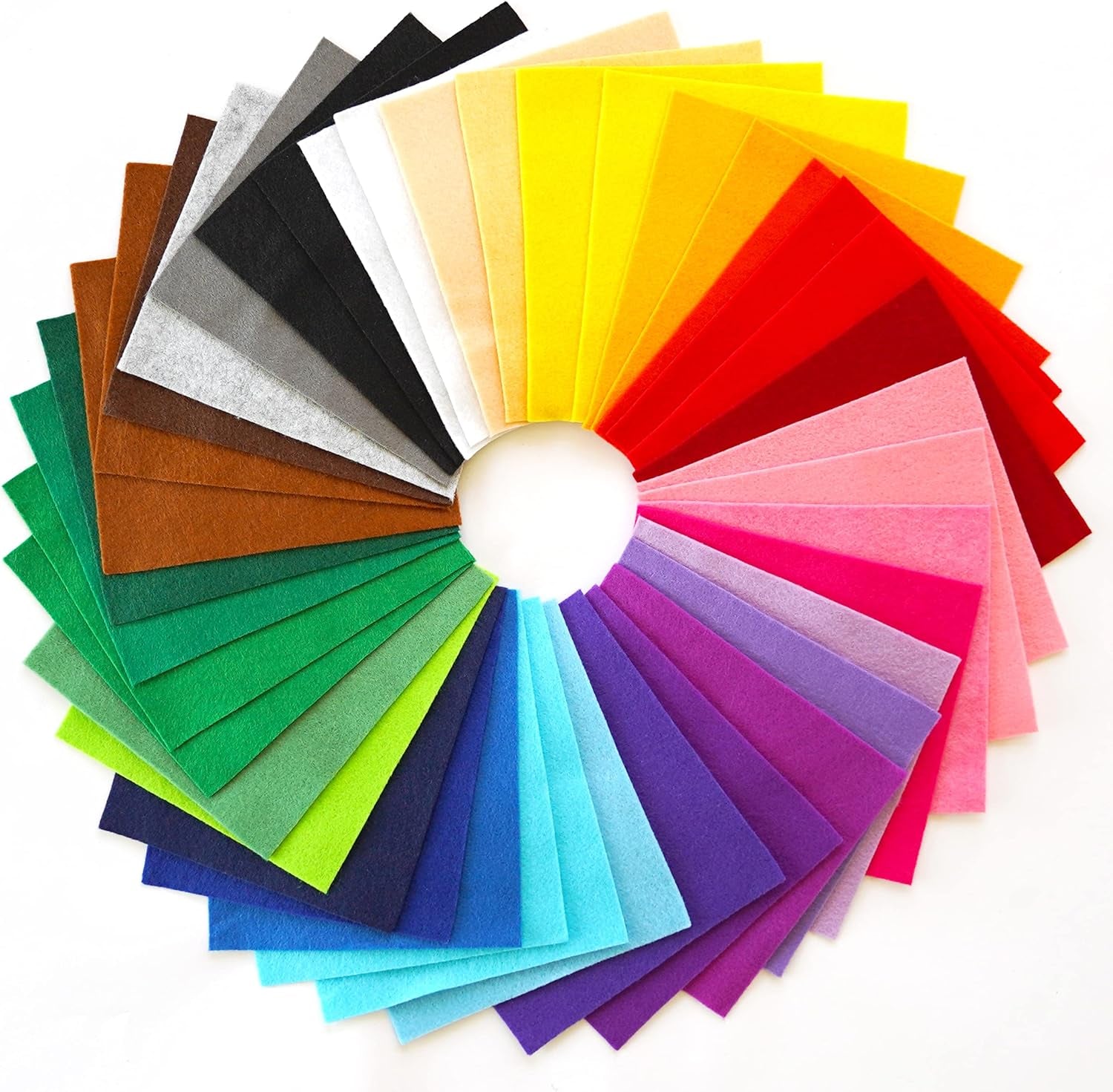 40Pcs Coloured Felt Fabric Sheets 15 X 15 Cm, Fabrics DIY Craftwork Sewing Patchwork, Crafts Assorted Colour Polyester Sheet for Art and Craft
