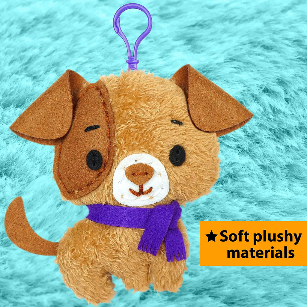 Unicorn Sewing Keyring Kit for Kids Ages 7-12, Beginner Craft Set with 6 Stuffed Dolls (Bear, Dog, Rabbit, Raccoon, Owl, Unicorn), Felt Materials, Embroidery Supplies, Instructions