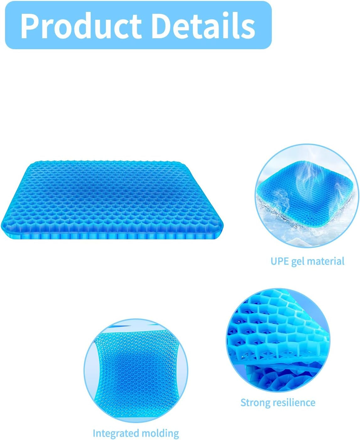 Soft Sitter, TPE Cooling Gel Silicone Seat Cushion, Honeycomb Structure, Durable, Breathable, Gel Seat Cushion for Home Office and Car Chair