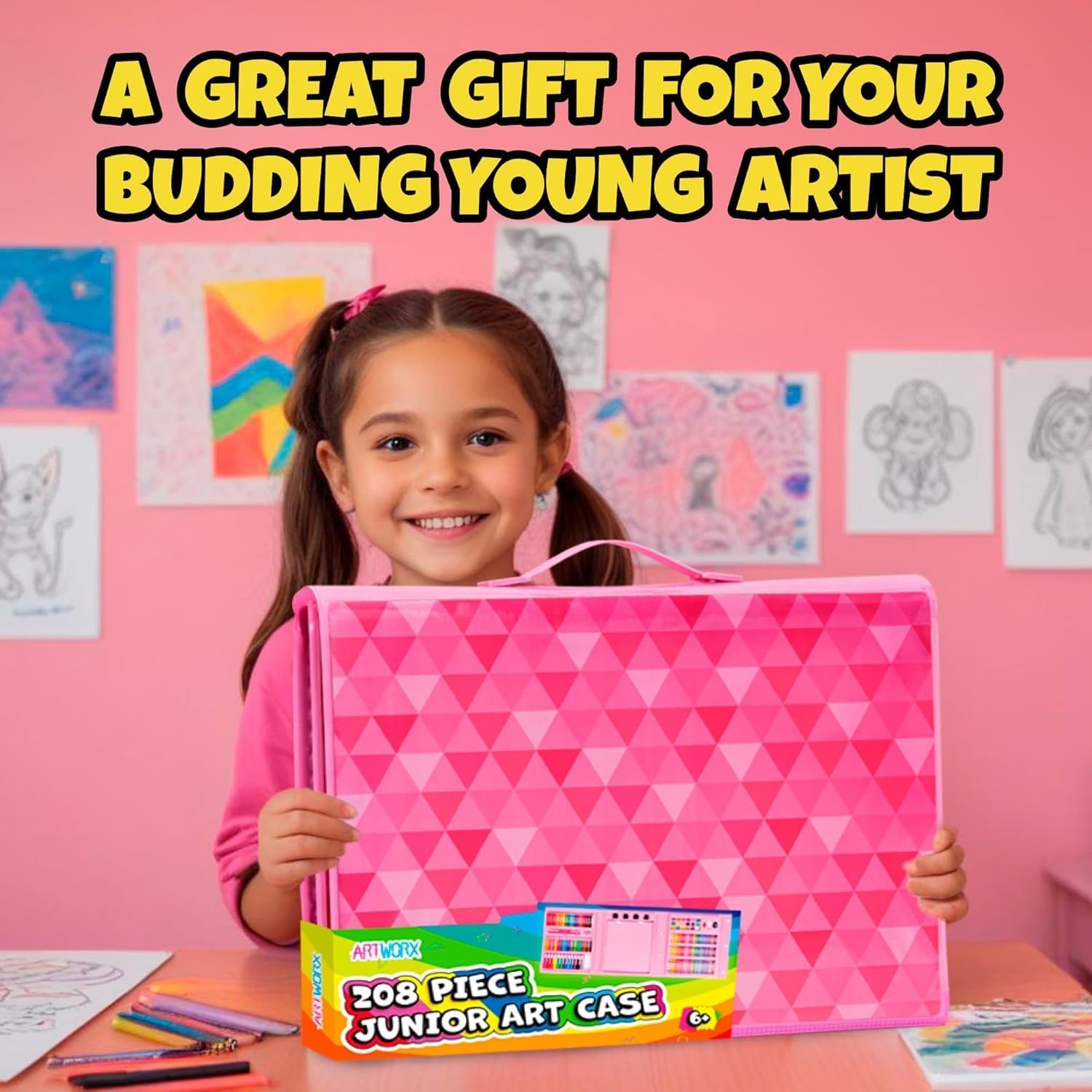208 Piece Painting and Colouring Set Kids Art Set with Case & Easel - Drawing Set for Kids - Art Set Storage Box - Boys and Girls Gift or Present - Arts & Crafts Supplies for Juniors Age 6-12