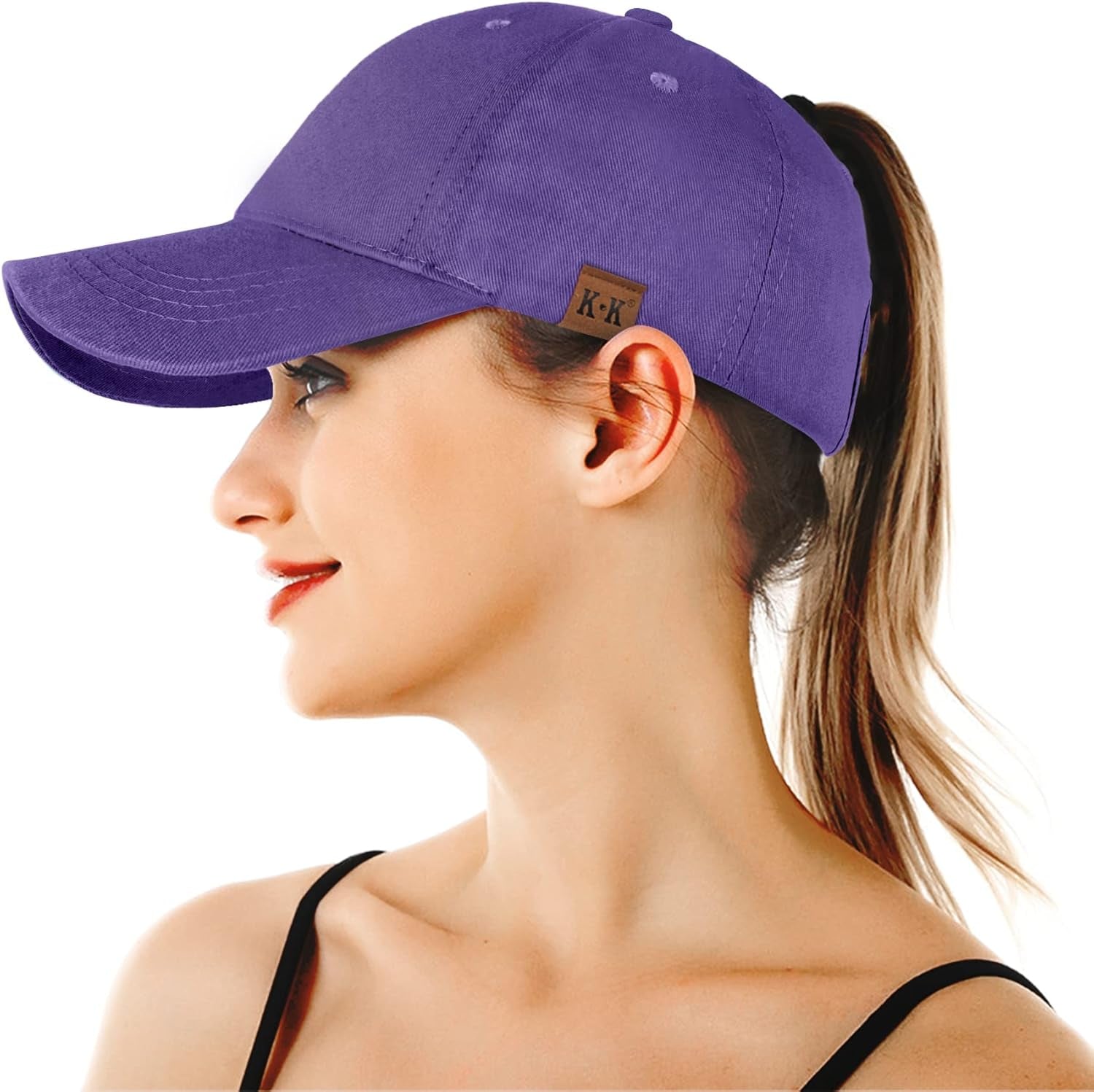 Ponytail Baseball Caps for Women - High Pony Caps, Cotton Plain Color Adjustable Classic Sports Casual Ponytail Baseball High Bun Ponycaps for Womens