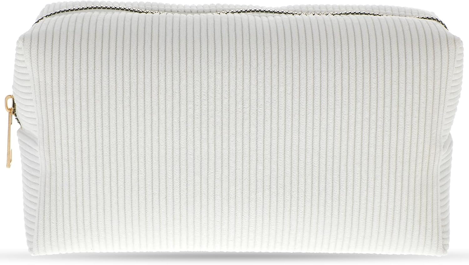 Makeup Bag Travel Cosmetic Bag, White Stripes Makeup Pouch for Women Travel Makeup Organizer Bag, Small Plush Make up Pouch Purse Cosmetic Bags Toiletry Skincare Bag