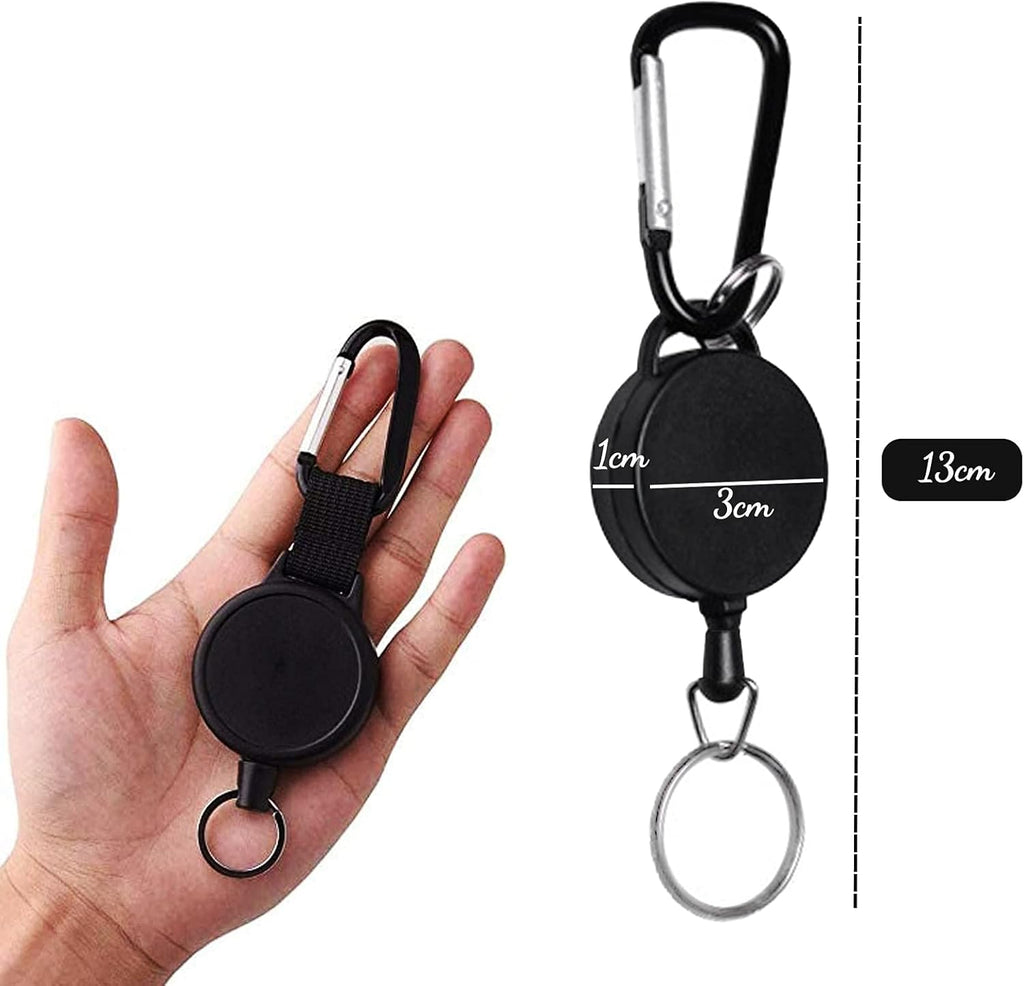 Retractable Badge Reels, Retractable Keyring Extendable Key Chain Heavy Duty Key Lanyard Belt Clip Badge Holder Pull Reel Black(4 Pack)