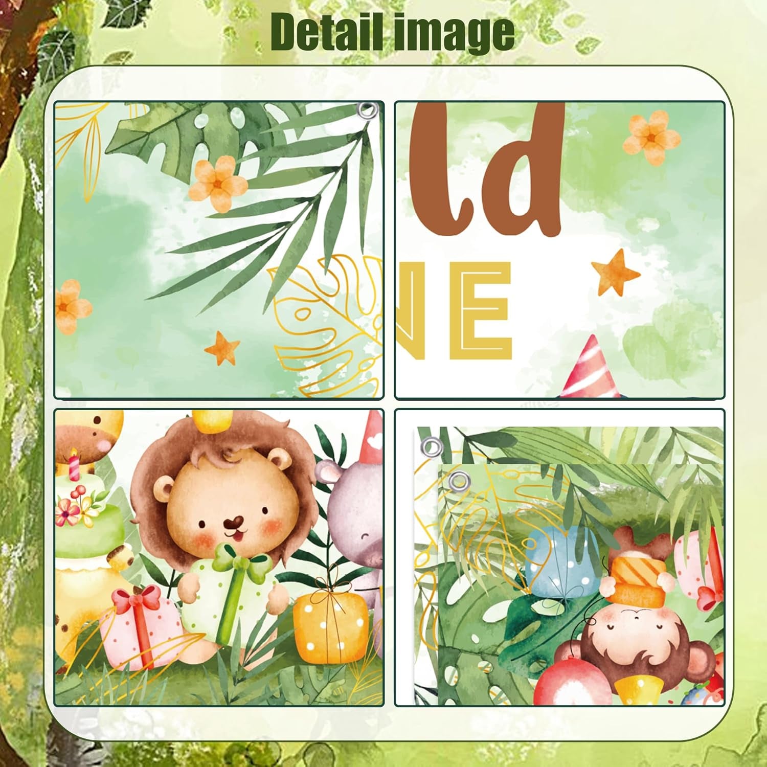 Wild One Birthday Decorations Backdrop - Happy 1St Birthday Decoration Banner for Boys Girls, Jungle Animal First Party Photo Background, Kids Cartoon Animal Theme Banners Poster(180 X 120 CM)