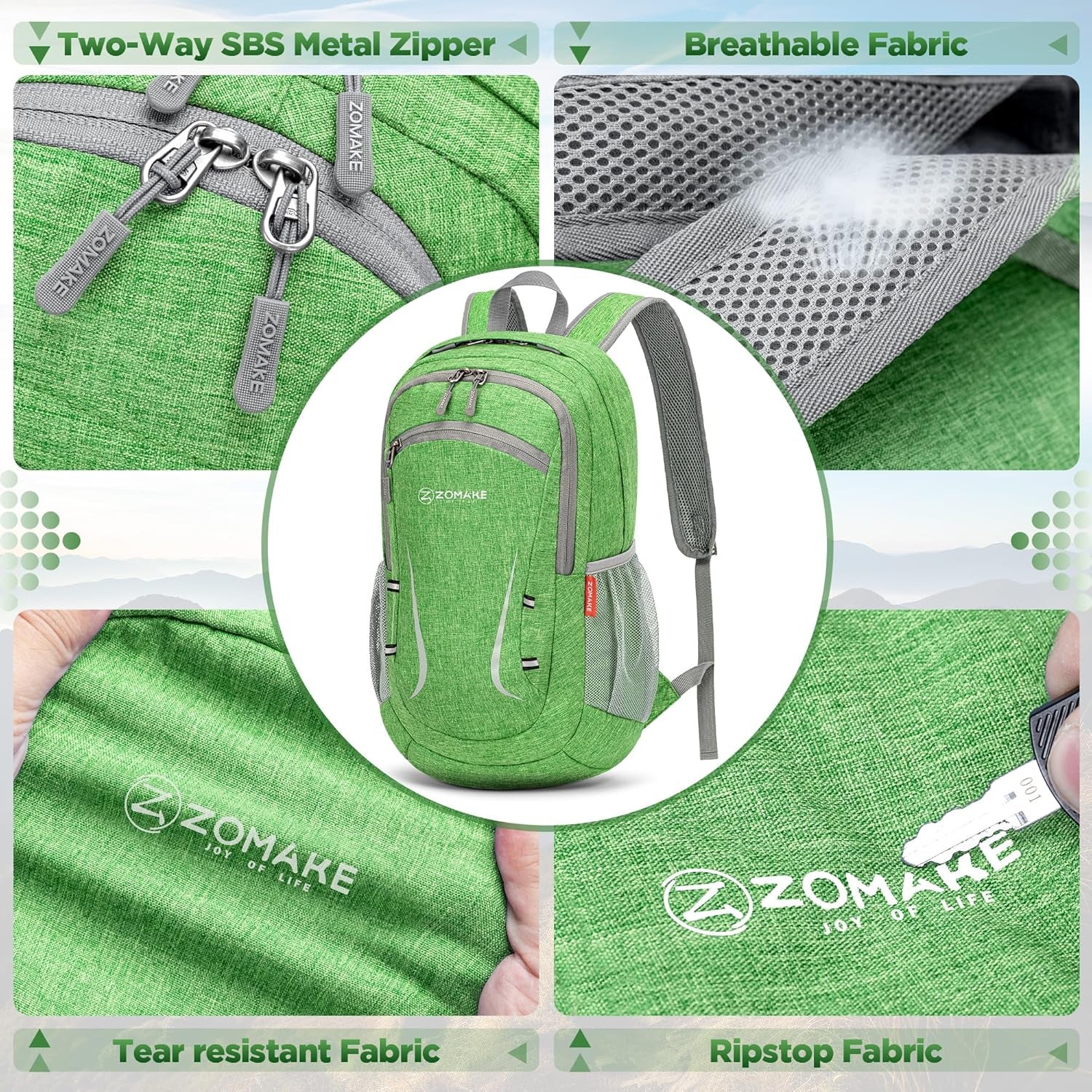 Lightweight Packable Backpack 20L, Foldable Backpacks Small Daypack Hiking Daypacks Water Resistant Day Bag for Travel(Dark Green)