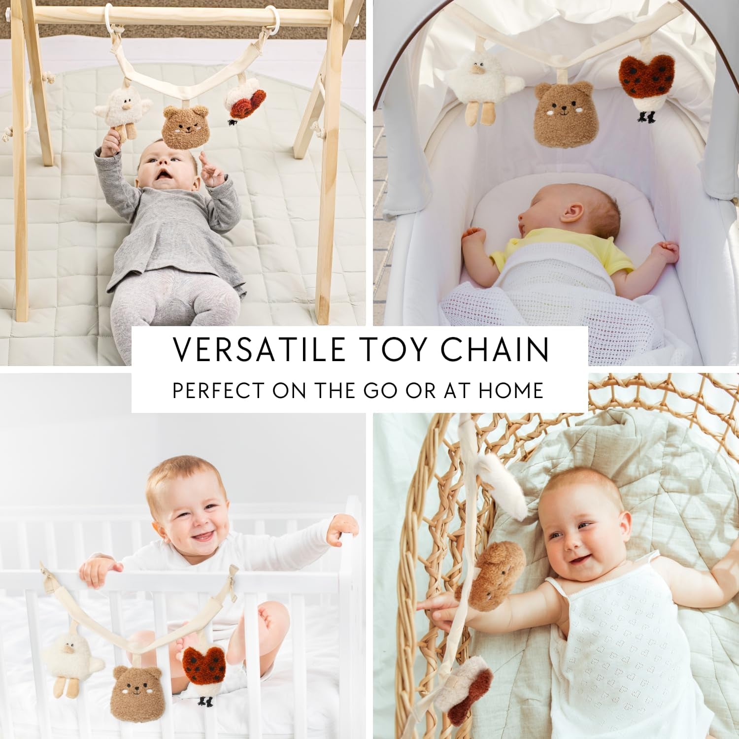 Hanging Car Seat Toy Chain for Babies 0-6 Months - Beautiful Carseat or Stroller Entertainment Toy with Rattles Makes a Great Soft Sensory Gift for Newborns/Infants
