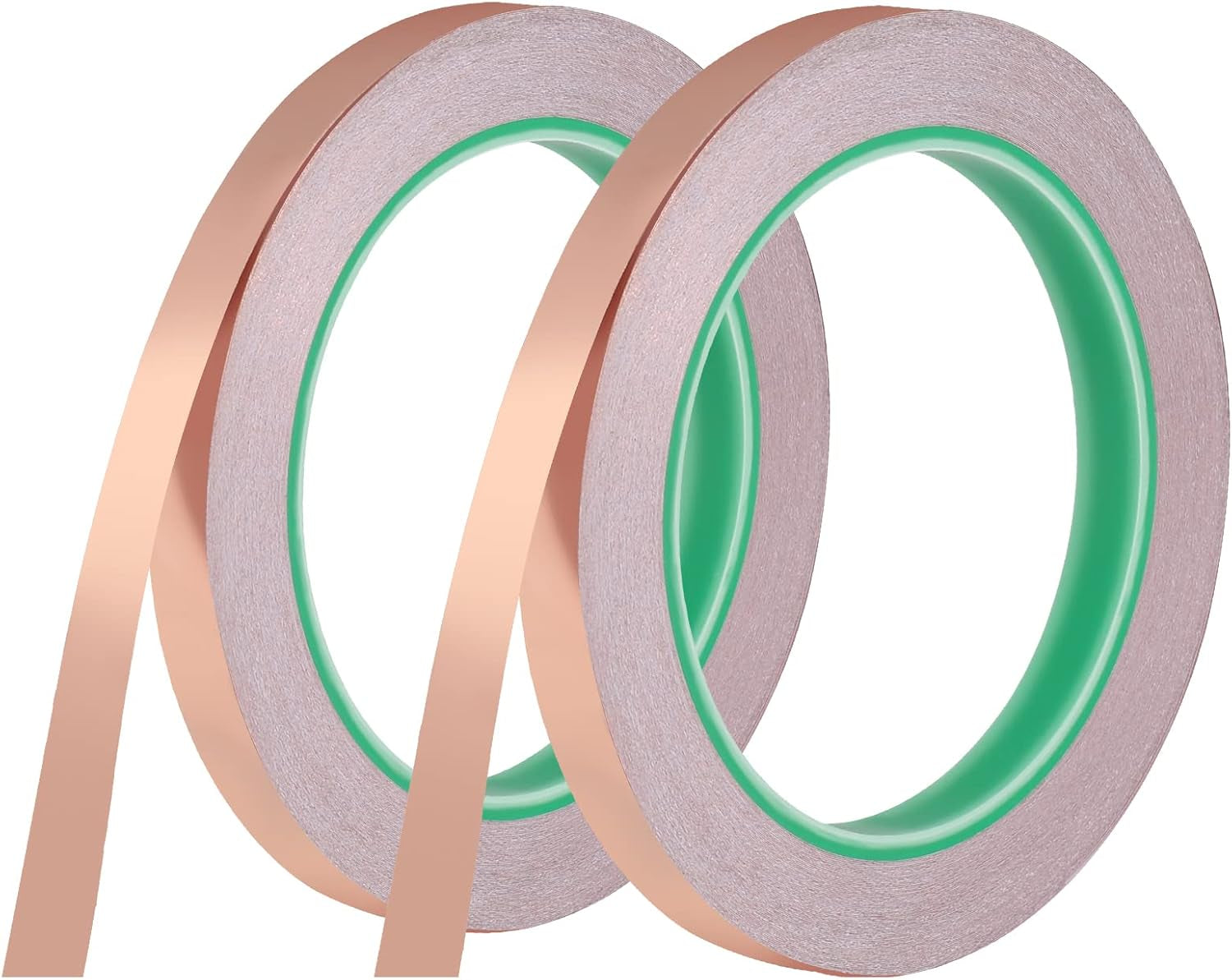 2 Rolls Copper Tape Slug Repellent Tape, 20M X 10Mm, Self Adhesive Dual Conductive Tape, Copper Foil Tape for Shielding & Guitar Repairs,Soldering,Electrical Repair,Stained Glass,Diy Crafts