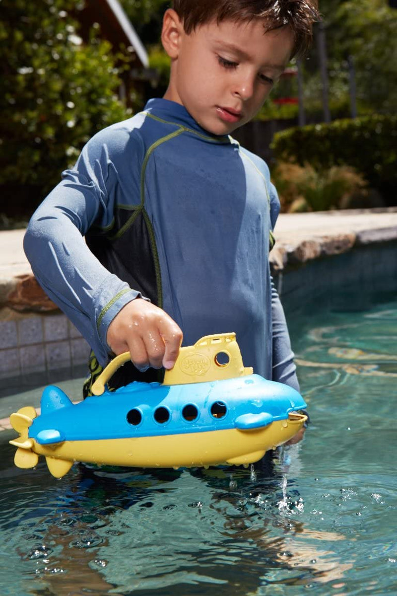 Submarine in Yellow & Blue - BPA Free, Phthalate Free, Bath Toy with Spinning Rear Propeller. Safe Toys for Toddlers, Babies