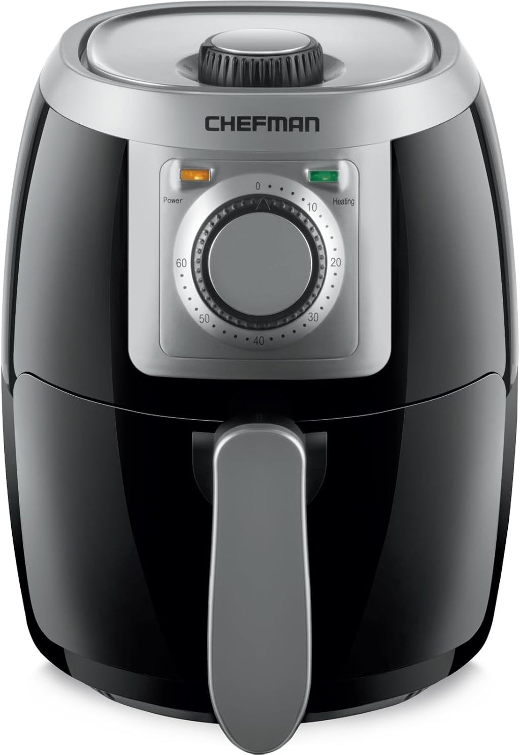 Turbofry 2-Litre Small Air Fryer, Compact Size, 1000W Power, Easy-Set 60-Minute Timer for Fast and Healthy Cooking, Uses No Oil, Nonstick Dishwasher-Safe Parts, Black