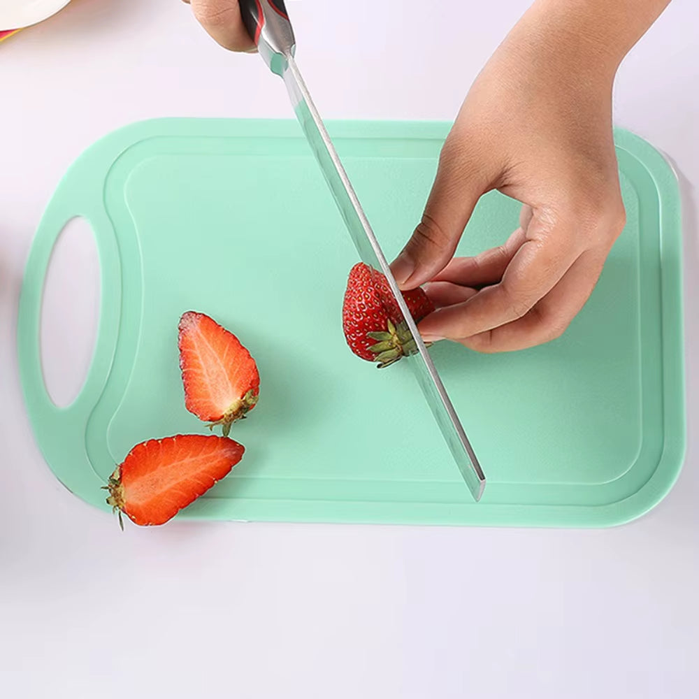 Rectangle Nonslip Plastic Cutting Board Handle with Groove Chopping Board Hangable Frosted Texture Chopping Block Meat Fruit