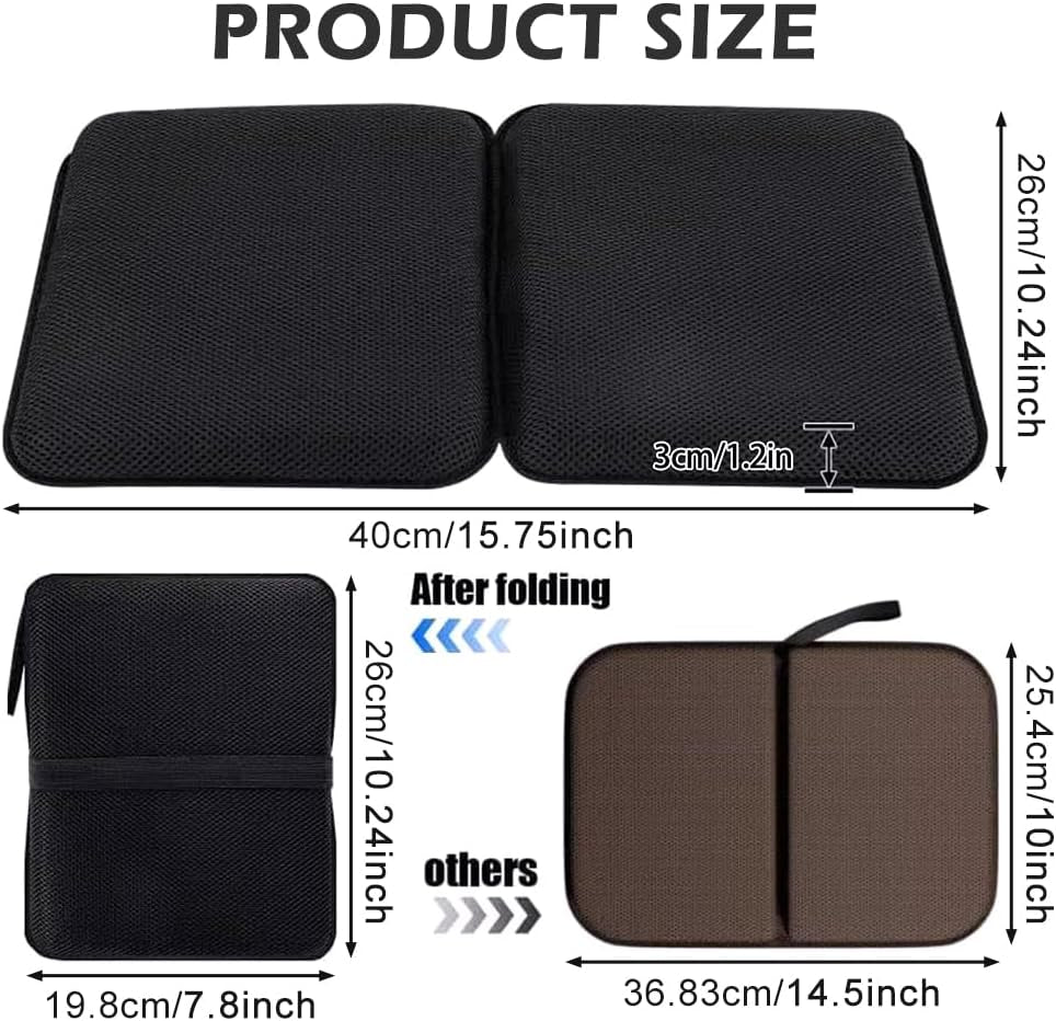 Gel Seat Cushion, Double Thick Honeycomb Cushion with Cloth Cover, Portable Airplane Seat Cushion, Gel Cushion for Wheelchair Soft, Airplane Seats, Camping, Bleachers, Flights, Commute(Black)