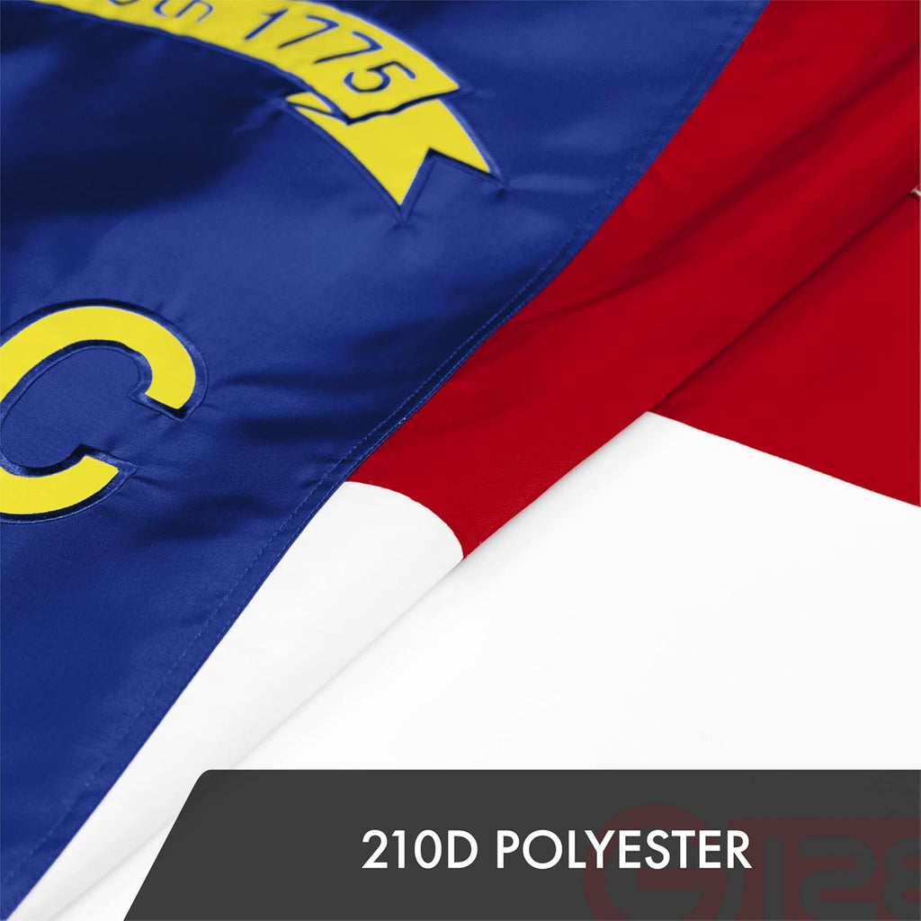North Carolina State Flag | 3X5 Ft | Toughweave Series Embroidered 300D Polyester | Embroidered Design, Indoor/Outdoor, Brass Grommets