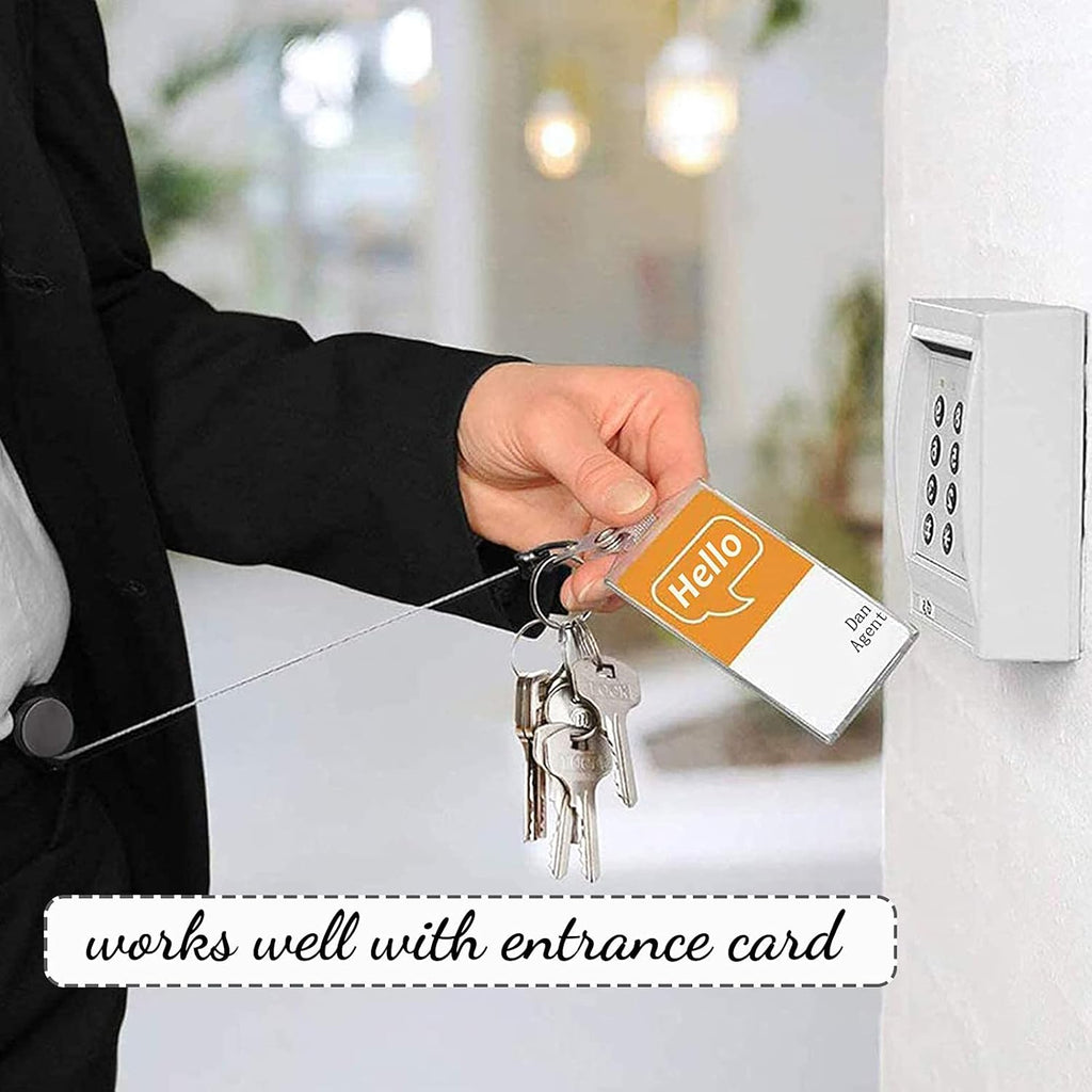 Retractable Badge Reels, Retractable Keyring Extendable Key Chain Heavy Duty Key Lanyard Belt Clip Badge Holder Pull Reel Black(4 Pack)