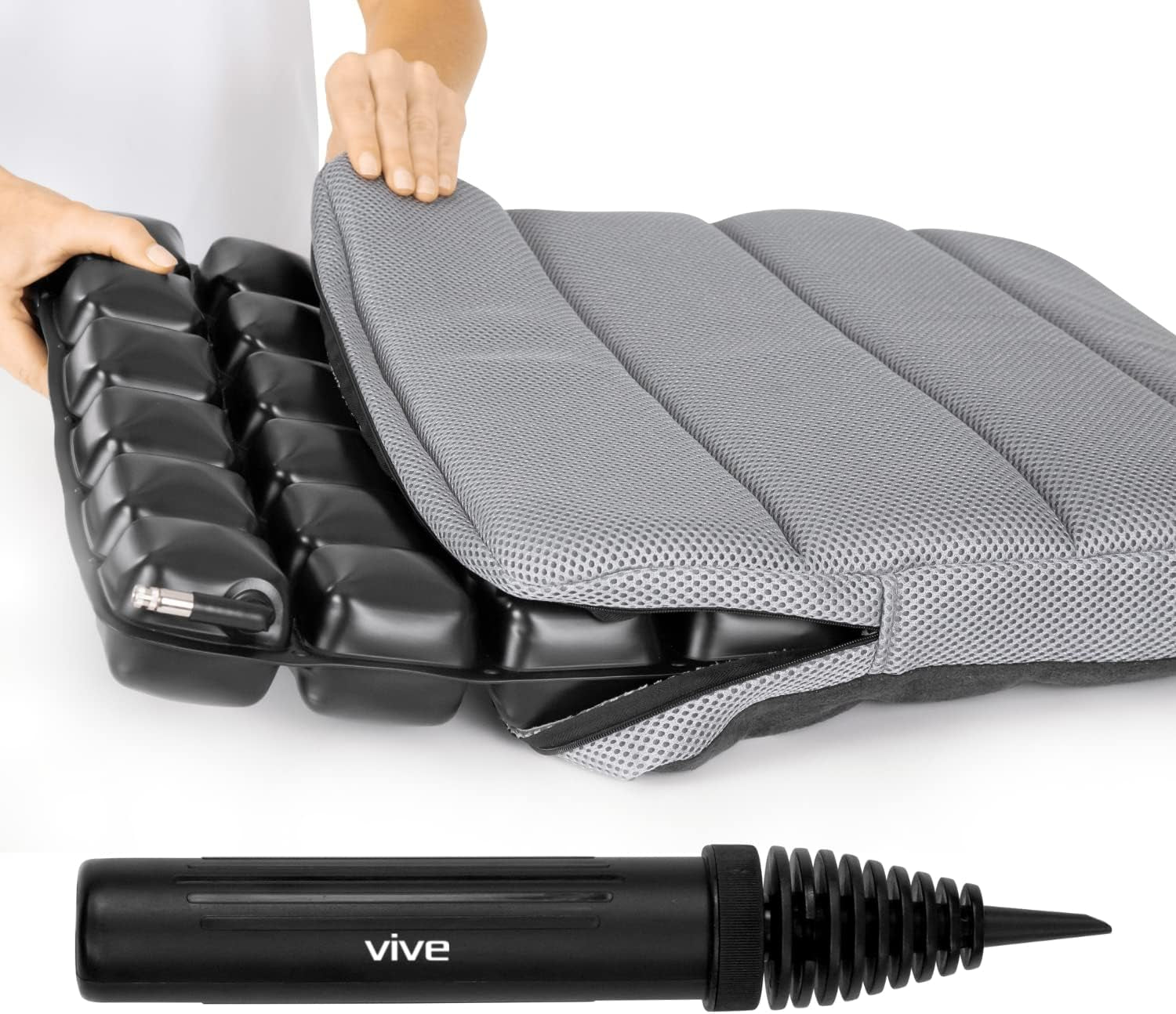 Air Seat Cushion - Pressure Relief Back Support Pad for Tailbone, Sciatica, Coccyx Pain - Orthopedic Seating for Car, Office Chair, Wheelchair, Travel - Portable and Inflatable - Soft or Firm
