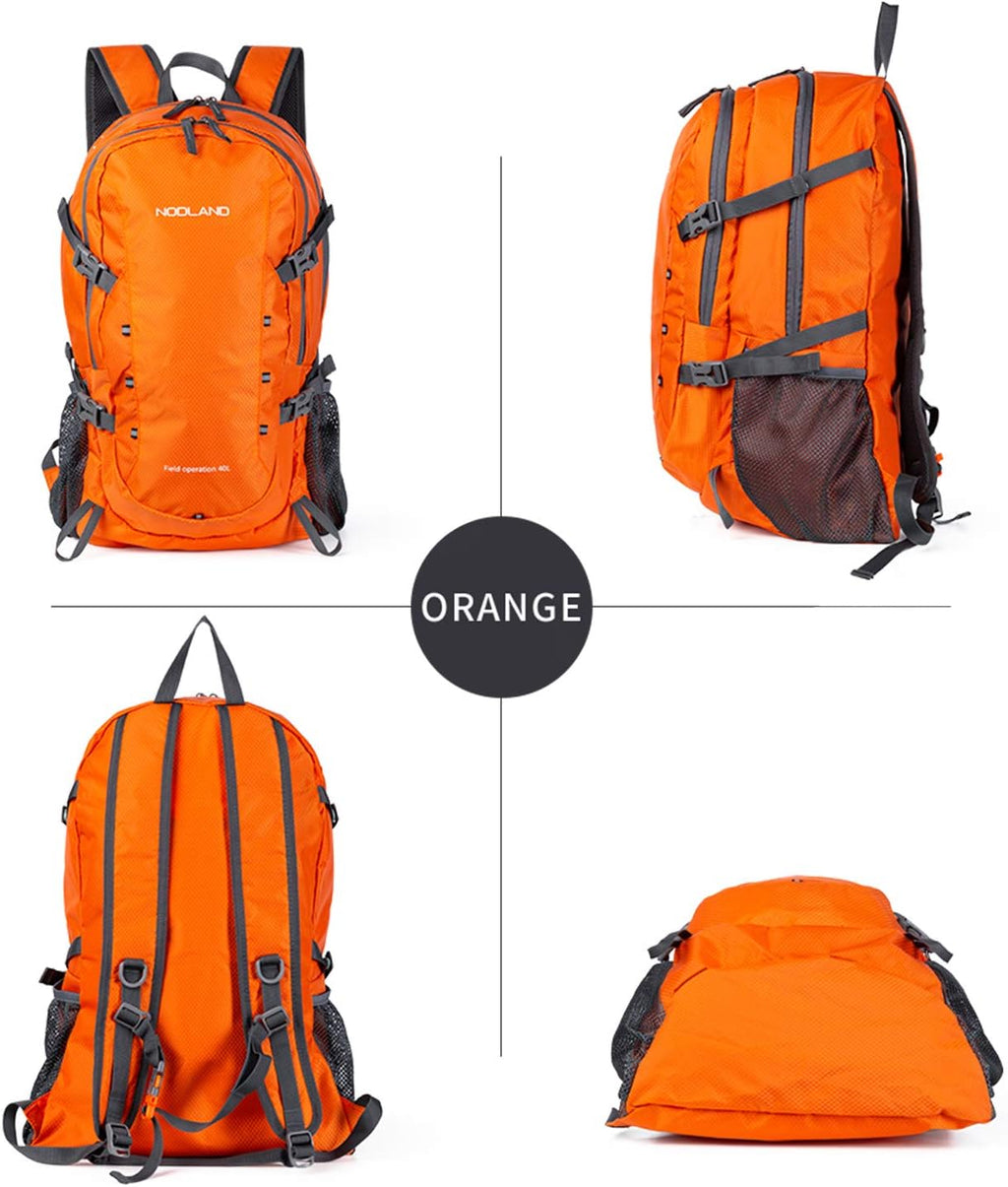 NODLAND Lightweight Backpack, Travel 40L Foldable Water-Resistant Daypack, Hiking Outdoor Camping Rucksack for Men Women