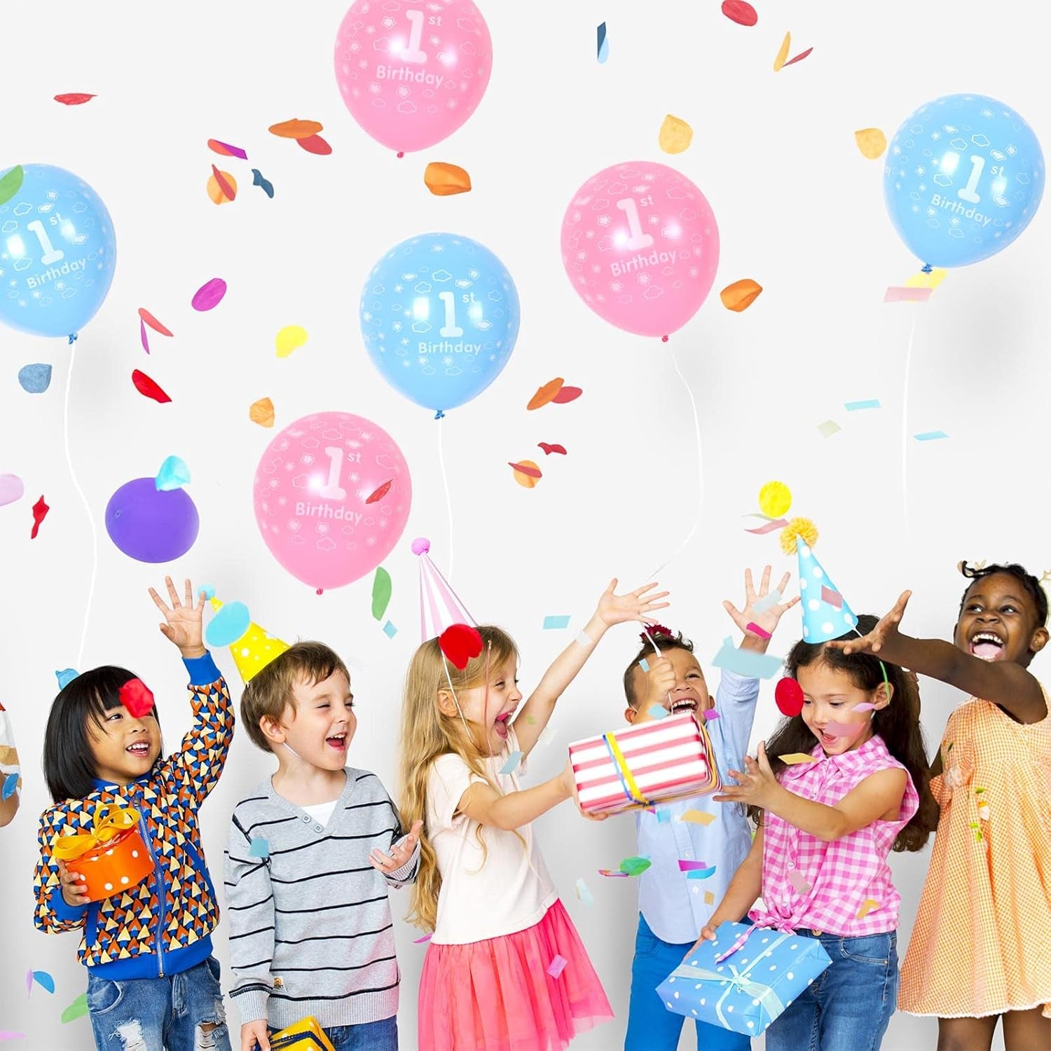 1St Birthday Balloons First Birthday Decorations 12" Latex Blue Happy 1St Balloons for Baby Boy'S Party Prince Anniversary Decorations, Pack 10 with Balloon Spare & Ribbon