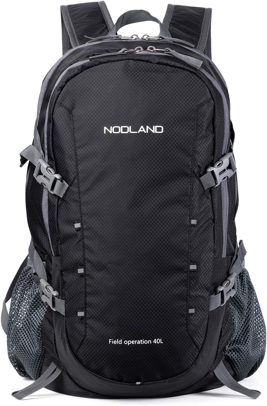 NODLAND Lightweight Backpack Travel 40L Foldable Water-Resistant Daypack, Hiking Outdoor Camping Rucksack for Men Women